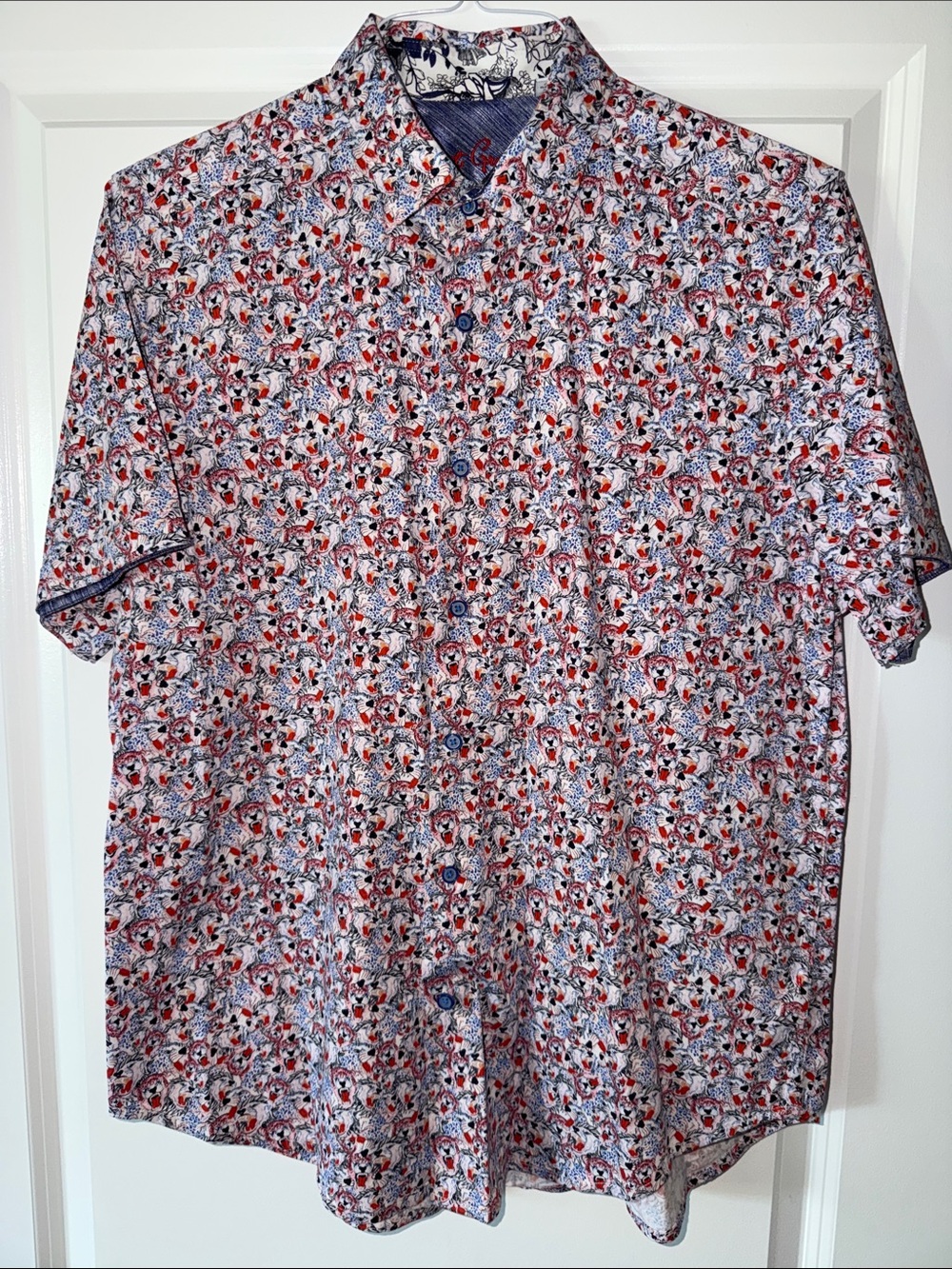 Robert Graham Red, Blue & White Short-Sleeve Button-Down Shirt